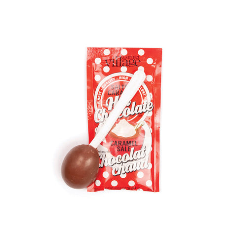 Product photo of hot chocolate mix and milk chocolate dipped spoon