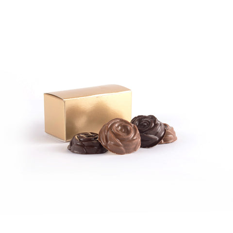 Product photo of two chocolate rosebud box