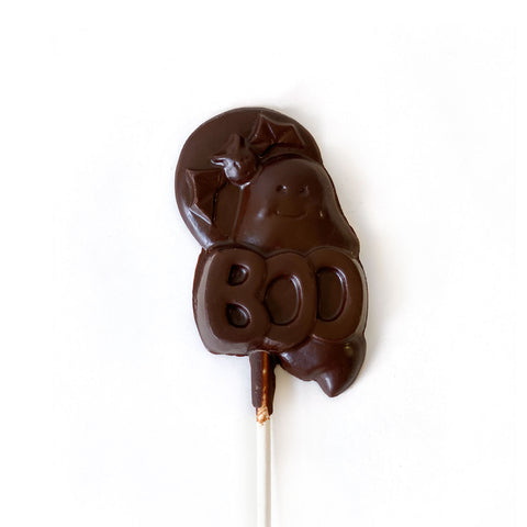 Boo sucker available in milk, dark and white.