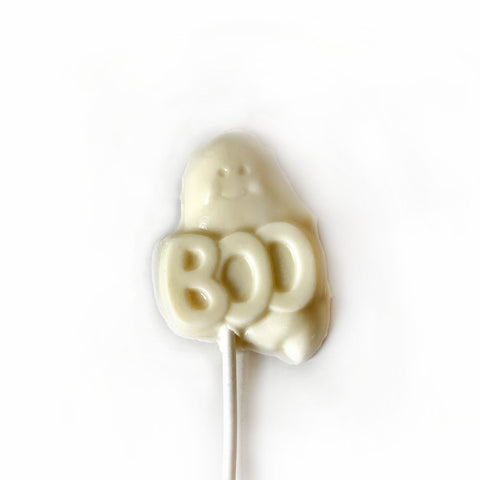 Boo sucker available in milk, dark and white.