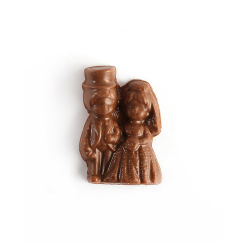 Milk chocolate mold of bride and groom