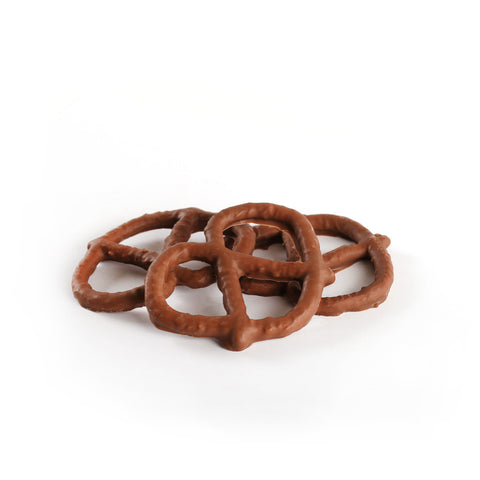 Pretzels covered in milk or dark chocolate.