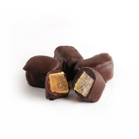 Product photo of dark chocolate covered ginger
