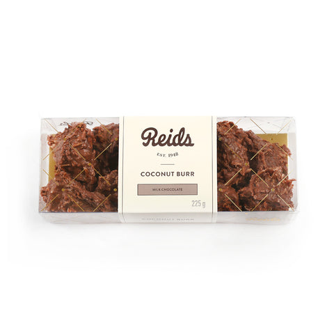 1/2 lb clear box of milk chocolate coconut burr