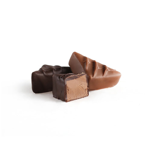 Product photo of milk + dark chocolate mint meltaway