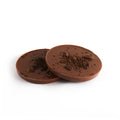 Product photo of dark chocolate mocha delight. Round patty topped with whole coffee beans