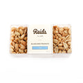 1 lb clear box of blanched peanuts.