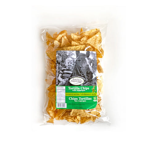 Locally made Barrie's asparagus tortilla chips.