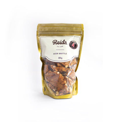 One of our newest products, Reids peanut brittle made with Four Fathers SHEVCHENKO 9 craft beer.