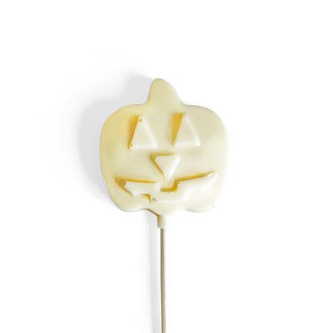 White chocolate pumpkin pop, 40 grams.
