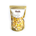 150 g of caramel corn, nacho cheese and white cheddar popcorn.