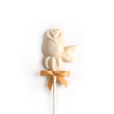 Product photo of white rose on a stick