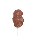 Product photo of milk chocolate Santa head molding on a stick.