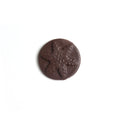 Product photo of dark chocolate snowflake mold. A round disk of chocolate with a snowflake.