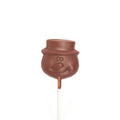Product photo of milk chocolate snowman head mold on a stick