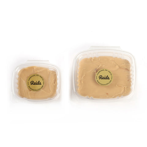 And image of the two container sizes of maple fudge.